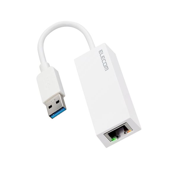 Elecom EDC-GUA3V2-W Wired LAN Adapter, USB3.2 (Gen1), Gigabit Compatible, White