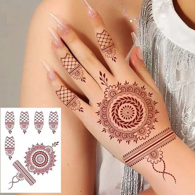 Xmasir 12 Large Sheets Henna Tattoo Stencil Kit