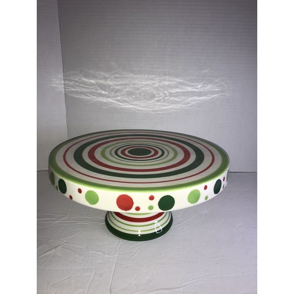 Vintage Home And Garden Party Cake Plate polka Dots And Circles. 10 "across