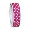 Präsent - Polka Dots Wired & Printed Ribbon Pink 25 mm width, 20 m length