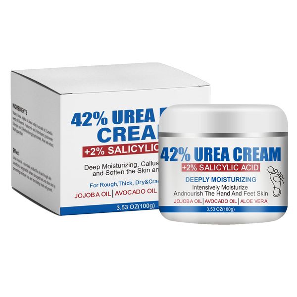 42% Urea Cream with 2% Salicylic Acid- Urea Cream for Feet - Foot Cream for Dry Cracked Heels and Feet - Callus Remover Gel Foot Lotion - Moisturizing & Smoothing Skin - For Elbows, Hands and Knees