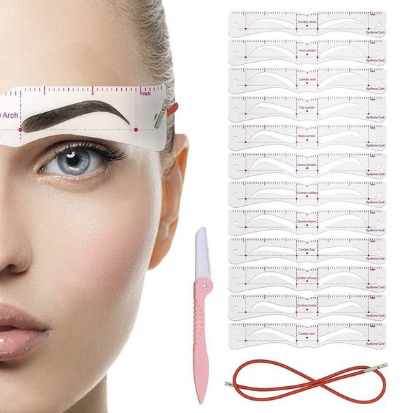 Calayu Eyebrow Stencil Set, Eyebrow Shaper Kit, Reusable Eyebrow Guide Template Eyebrow Shaping Sticker with Strap