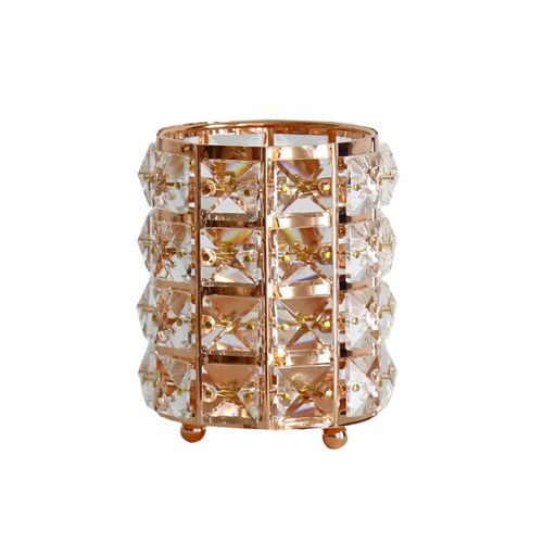 CocoroFactory Makeup Brush Case, Brush Holder, Storage, Pen Holder, Stylish, Transparent, Pink Gold