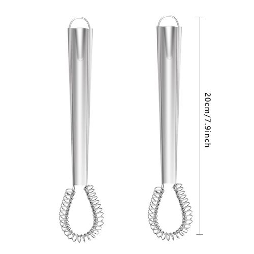 1PCS Stainless Steel Mini Whisk Heat Resistant Silicone Whisk Small Egg Whisk Beater Manual Hand Whisker Egg Stirrer Spring Coil Wire Whisk Blender For Kitchen Coffee Sauce Milk Cooking Baking Beating