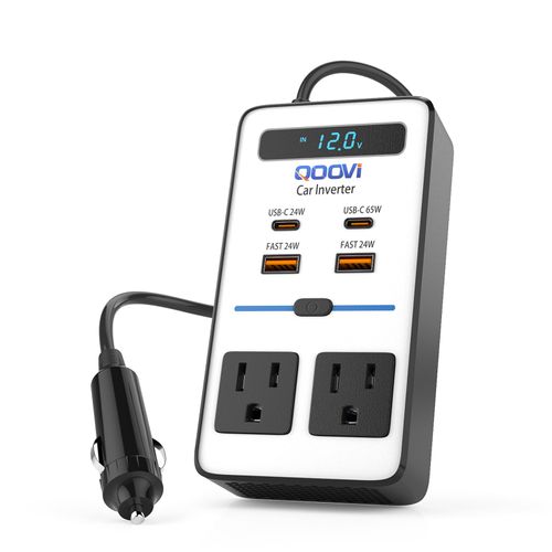 200W Car Power Inverter,DC 12V to 110V AC Inverter,Car Outlet Adapter with PD 65W(PD3.0)/QC 24W(QC3.0) Fast Charge Ports for Vehicles Laptops,Phones,Most Devices