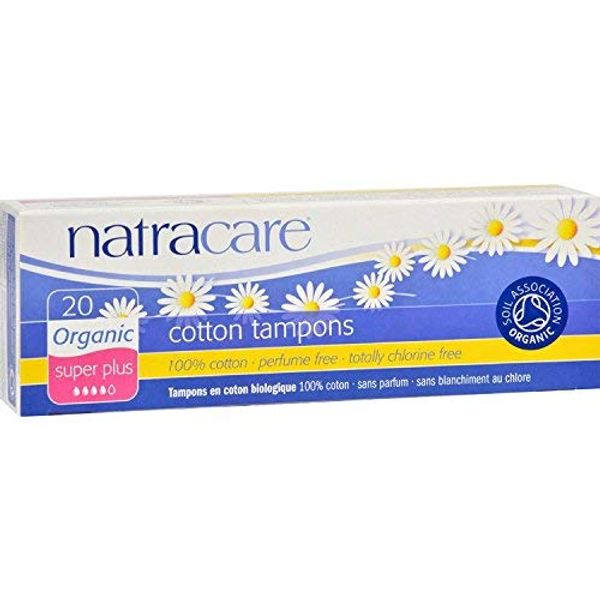 Natracare Organic Cotton Tampons Super Plus Non Applicator, 2 Pack (2 x 20)