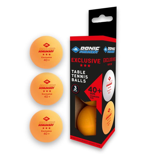 Donic-Schildkroet Donic-Schildkröt 3-Star Table Tennis Ball, Avantgarde, Poly 40+ Quality, 3 Pieces in a Box, Orange, 608338, Single