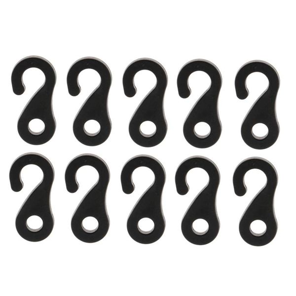 10pcs Camping Tent Hook Canopy Windproof Hook Plastic Shock Bungee Cord Hook Elastic Rope End Buckle