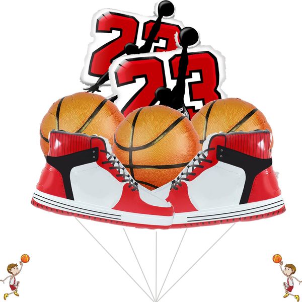 Basketball balloons sports party supplies basketball shoes balloon basketball snesker shoes balloon for men teen boys birthday party decoration