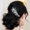 Handcess Bride Wedding Crystal Hair Combs Silver Leaves Headpiece Rhinestone Bridal Hair Accessories for Women and Girls