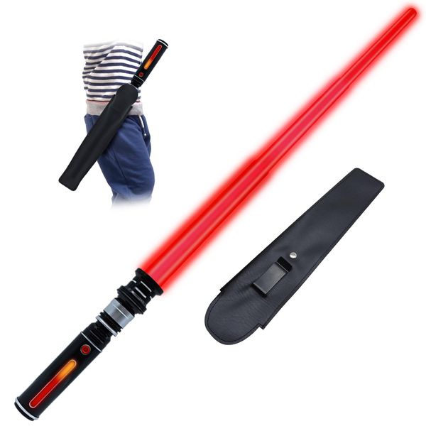 ANNDOFY Light Up Saber for Kids, Red Light Swords with FX Sound, Expandable Light Swords Set for Galaxy War Fighter Warriors Halloween Dress Up Parties (with Belt Clip)