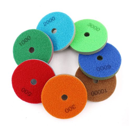 5 Inch Diamond Sponge Fiber Polishing Pads 7-Pcs/Lot for Granite Marble Artificial Stone Polishing Cleaning by YDROWN (5 Inch)