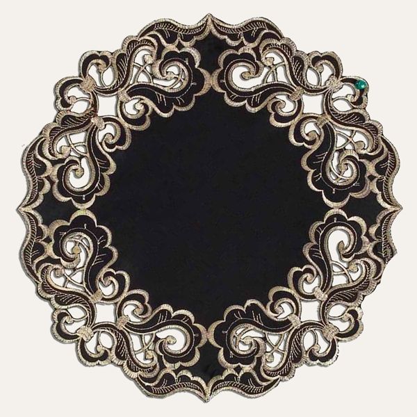 Black Gold Table Doilies - Granada Collection - Doilies / Set of 8