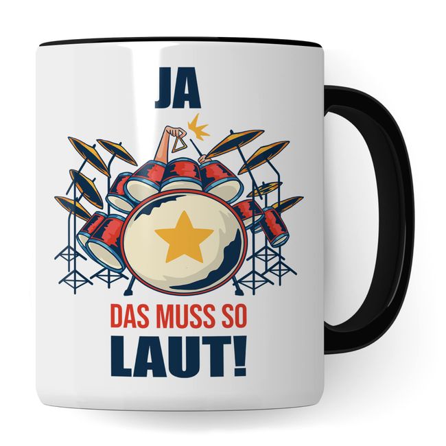 Schlagzeug Tasse - Musik Geschenk für Schlagzeuger Schlagzeugerin - Kaffeetasse Musiker Drummer - Instrument Geschenkideen Becher Drumset Drums Spruch Kaffeebecher