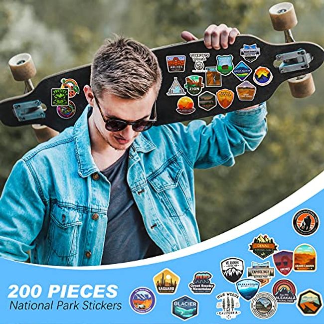 100 Pack Outdoor Cute Mountain Waterproof Stickers Vinyl and Skateboard Stickers