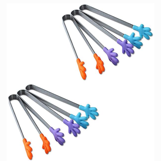 BBQ Plate, Pasta, Range, Pasta, Cooking Tongs, Convenient Storage, Mini Tongs, Tongs, Silicone, Colorful Tongs, Grilled Meat, Set of 6