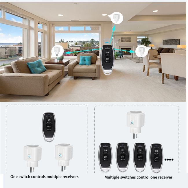 Indoor Cordless Electrical Outlet Plug With Programmable Remote