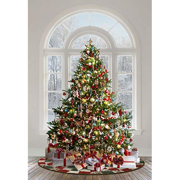 Hoffman Christmas Tree Standing in Front of Window Cotton Fabric 36 X 44