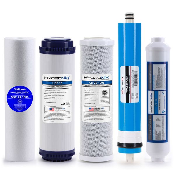Reverse Osmosis Replacement Filter Set RO Cartridges 5 pcs w/ 100 GPD Membrane