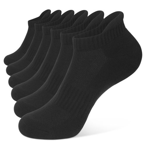 Closemate Men's Socks, Ankle Socks, Ankle Socks, Black, Sneakers, Antibacterial, Odor Resistant, Sweat Absorbent, Breathable, Cotton, No Stuffy, Four Seasons, Set of 6 Pairs, 1 Black*6