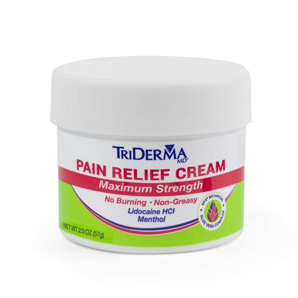 TriDerma Pain Relief Cream,  with Lidocaine and Menthol, 2 oz jar