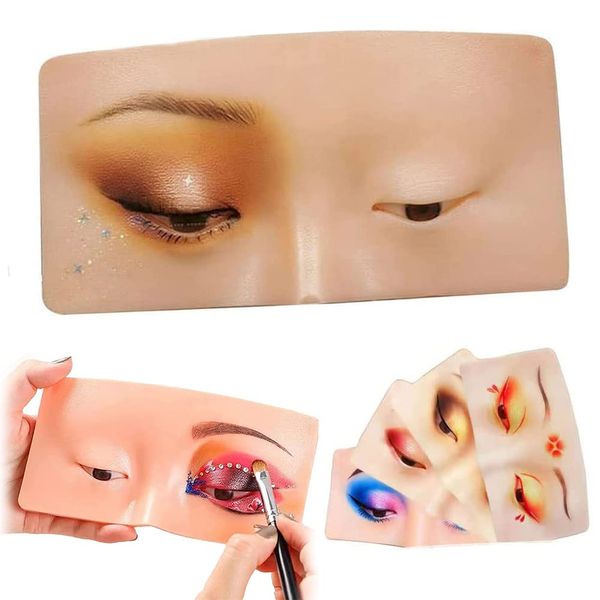 Augen Makeup Praxis Board, Eyeshadow Shields Silikon-Gesichtsauge-Make-up-Praxis-Board, Lash-Mannequin Die perfekte Hilfe zur Praxis des Make-ups, Schaufensterpuppe Eyelids Make up Training Teint-Haut