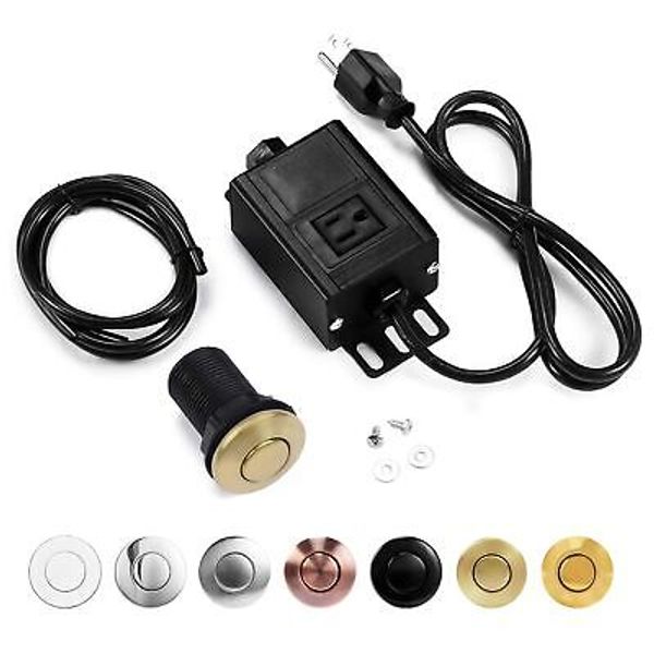 Garbage Disposal Air Switch Kit Sink Top Waste Disposer 2" Brushed Gold On/Of...