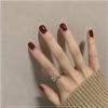 Fuyunohi False Nail Tips, Short, Red, Plain, Cute, Set of 24, Korean Seal Tape, Stylish, Easy to Install, Short, Wedding, Coming-of-Age Ceremony, Nail Supplies, Women's, Beauty, Fashion