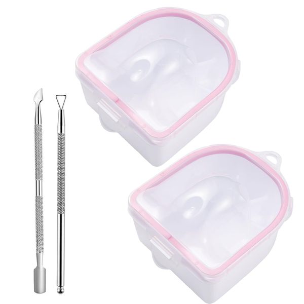 ​2pcs Manicure Bowl with Triangle Cuticle Peeler and Stainless Steel Cuticle Pusher Nail Tool,Nail Spa Bowl Nail Art Remover Soak Soaker Treatment Bowl Used for Manicure Spa Tool(Pink)