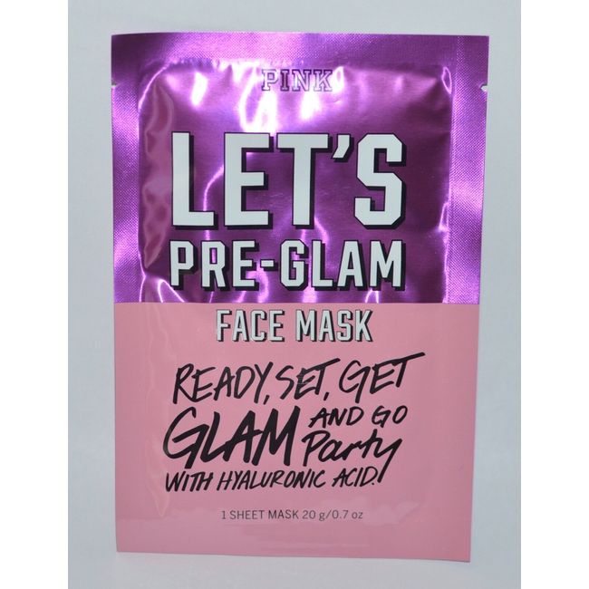 NEW VICTORIA'S SECRET PINK LET'S PRE GLAM FACE MASK 1 SHEET HYALURONIC ACID 20G