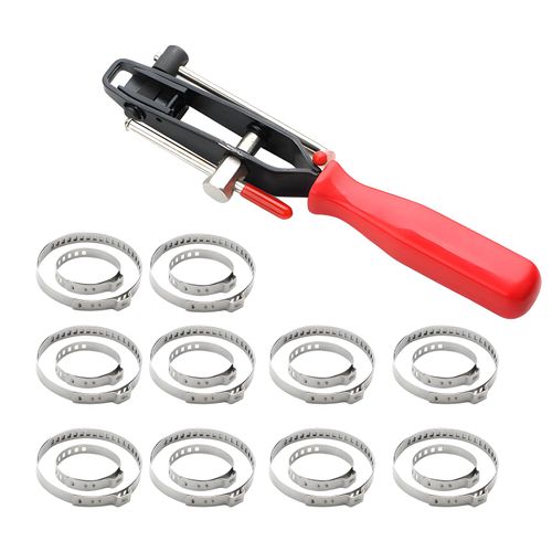 MUQIDA CV Axle Boot Clamp Pliers with 20 PCS Crimp Bands, Adjustable Drive Shaft Boot Crimp Clamp Tool Kit, Stainless Steel Ear Type Extension Clamps Hose Axle Plier for Most Cars