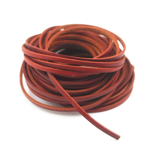 Glory Qin 10 Yards Genuine Cow Hide Flat Leather Srip,Genuine Leather Cord Real Leather Craft for Jewelry Making LeatherRush (Distressed Brown, 3x2 mm)