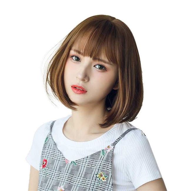 Cute Princess, Popular, Classic, Short, Bob Wig, Full Wig, Stylish, Cute, Straight Wig, Bangs, Stiff, Air Sensation, Excellent Face Effect, Feminine Bob, Women’s, High Temperature Heat-Resistant Fiber, Lightweight, Texture, Natural, No Discomfort in the S