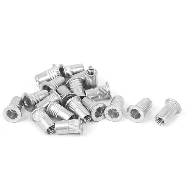 uxcell Rivet Nut Set Aluminum Flat Head Rivet Nut Silver Tone