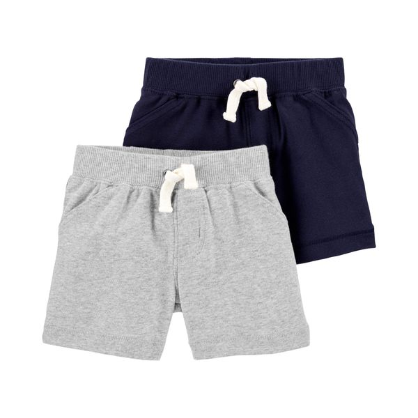 Carter's Baby Boys' 2-Pack Shorts (3 Months, Navy/Heather)