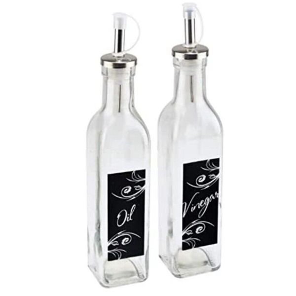 Oil And Vinegar Dispenser Glass Bottles Kitchen Set