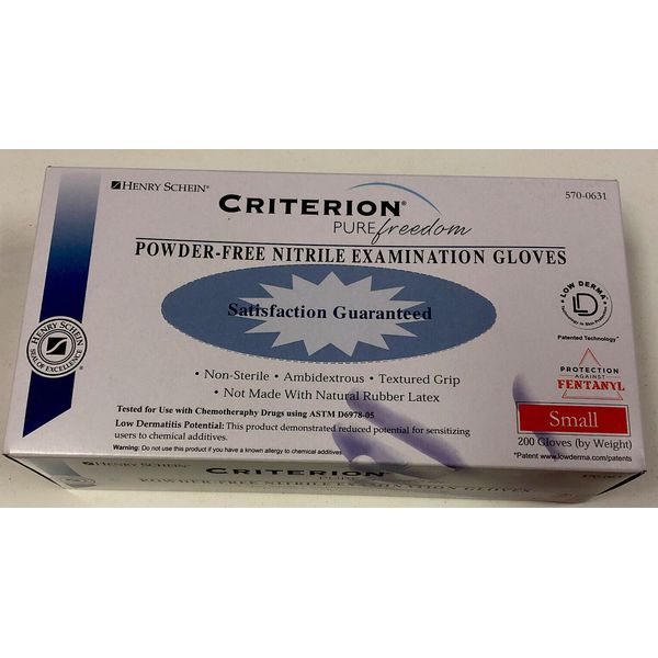 ONE BOX/200 GLOVES Criterion Nitrile Powder Free Exam Gloves Small