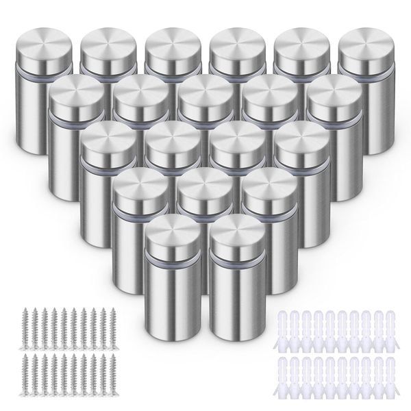 Glass Sign Fixings Standoff Bolt Stainless Steel,Wall Advertising Display Nails for Acrylic Posters Picture Frames Mirrors Holder 20pcs (12x25mm)