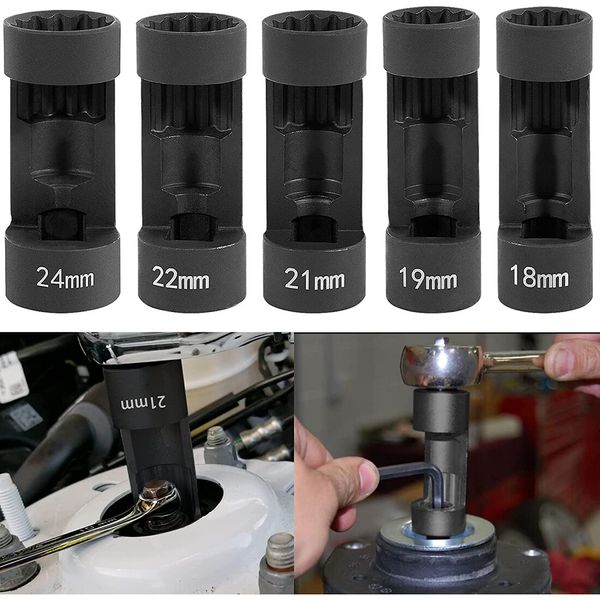 12 point 1/2" Drive Suspension Shock Tool Strut Nut Socket Set 18/19/21/22/24