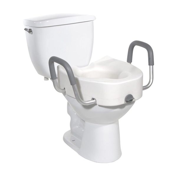 ProBasics Raised Toilet Seat, Lock & Padded Arms, 5" Height, 300lb Capacity