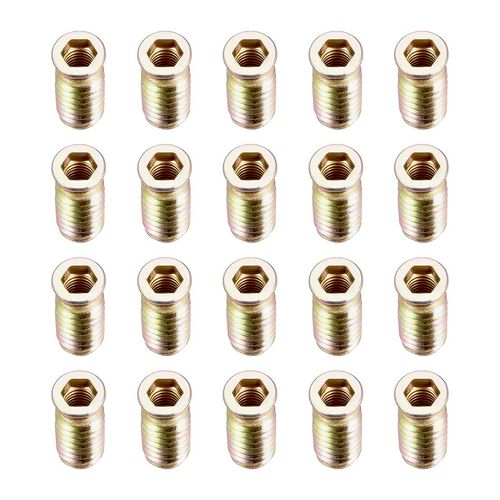 sourcing map Wood Furniture M8x30mm Threaded Insert Nuts Interface Hex Socket Drive 20pcs