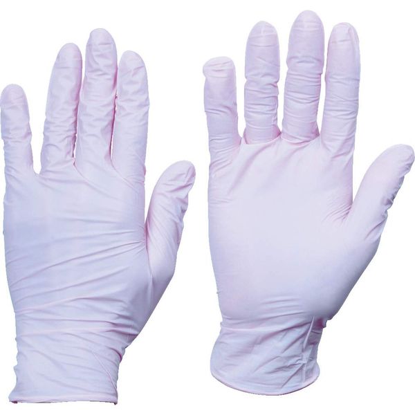 TRUSCO Disposable Nitrile Gloves, Small, Pink, Powder Free, 0.06, Pack of 100, TG Air TGNN06PS TG S 0.06