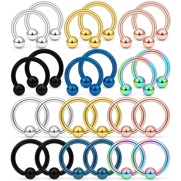 Kridzisw 16G Septum Ring Jewelry Gauges Earrings Surgical Stainless Steel Horseshoe Septum Nose Eyebrow lip Ring Cartilage Helix Tragus Rook Daith Earrings Hoop Smiley Piercing Jewelry Women Men 10mm