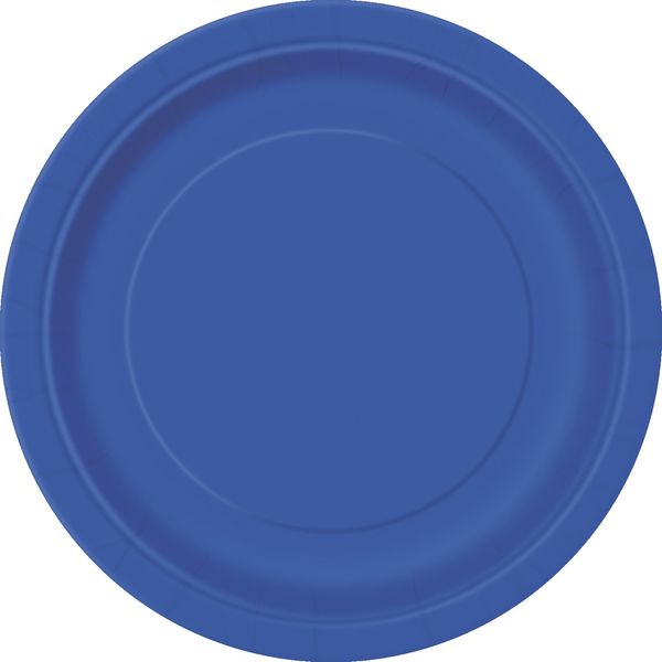 Royal Blue Solid Round Paper Dessert Plates (17cm) 8 Count - Vibrant Paper Plates for Parties and Events, Perfect for Appetizers, Snacks, and Desserts