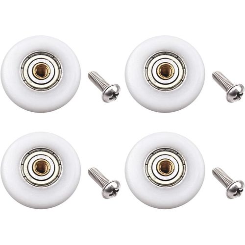 Atoplee 4 pcs Shower Door Rollers Runners Wheels - Replacement Part Bathroom Glass Door Runner Sliding Shower Door Roller Wheel (Roller Diameter 27mm)