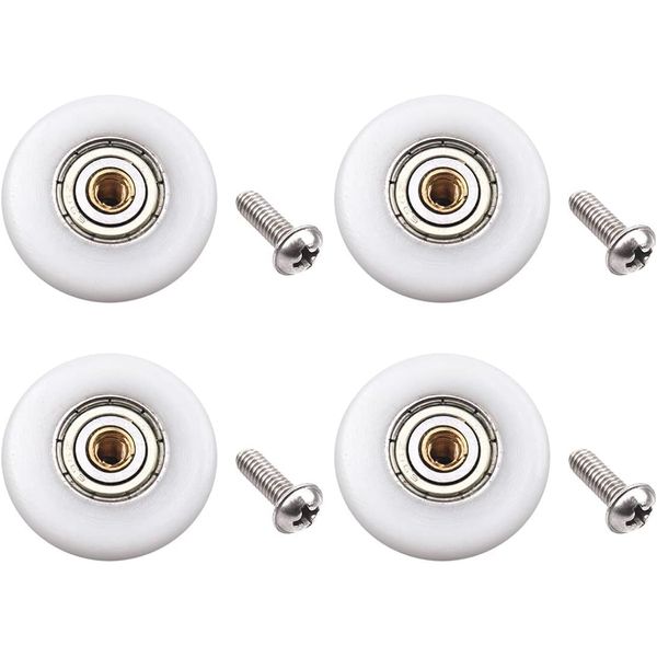 Atoplee 4 pcs Shower Door Rollers Runners Wheels - Replacement Part Bathroom Glass Door Runner Sliding Shower Door Roller Wheel (Roller Diameter 27mm)