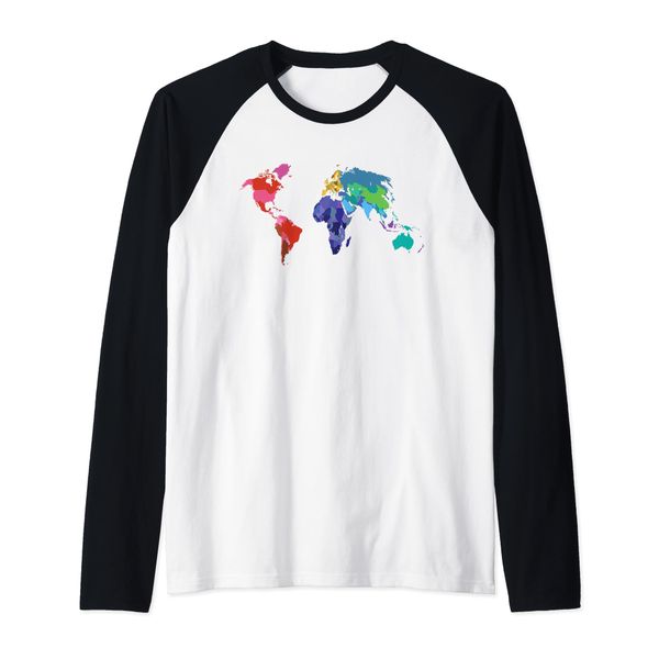 World Map I Atlas I Cool World Maps Raglan, black