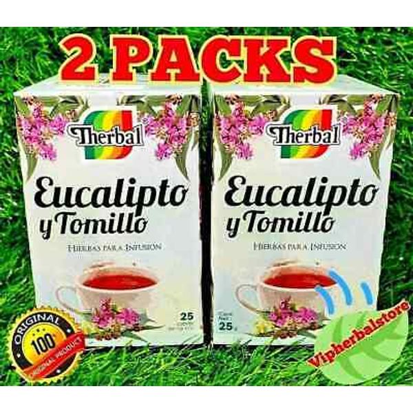 50 Tea bags Eucalyptus & Thyme Tea / Te de Eucalipto Y Tomillo 2 boxes