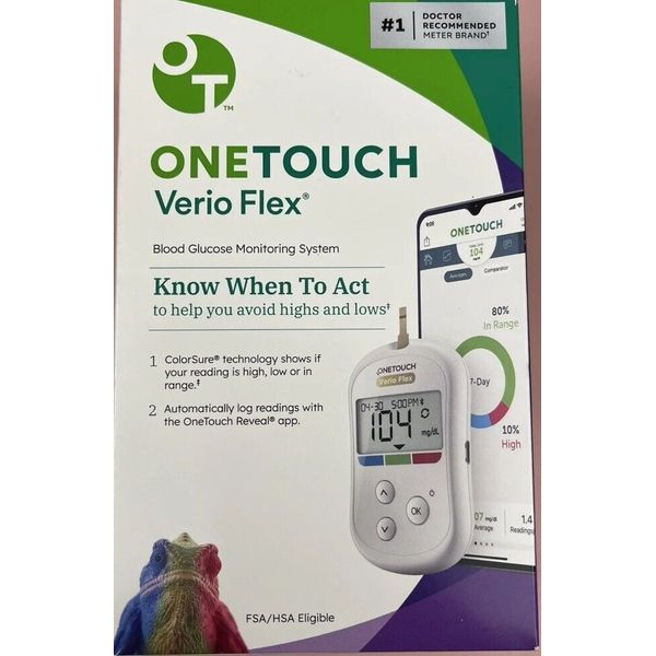 ONETOUCH VERIO FLEX BLOOD GLUCOSE MONITORING SYSTEM New Exp 26 Or 2028