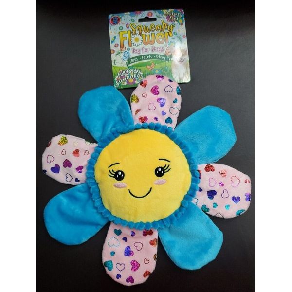 Bow Wow 11" Squeaky Flower Dog Toy w/Full Body Squeaker and  Crinkle Petals New